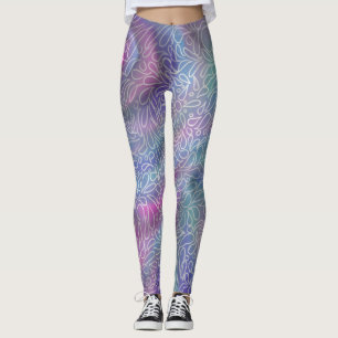 Metaalzeemeerminkleuren met abstracte paisleys can leggings
