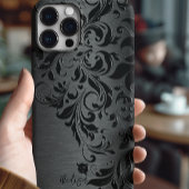 Metaalzwart geborsteld aluminium & zwarte kant Case-Mate iPhone case