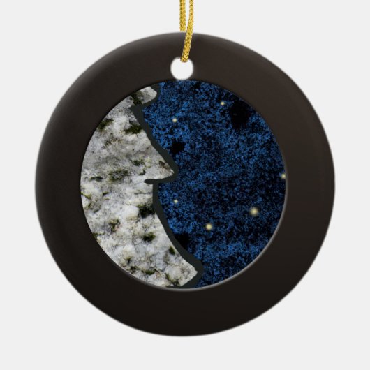 Metaalzwart rond en gekleurd graniet keramisch ornament (Voorkant)