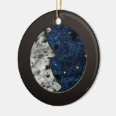 Metaalzwart rond en gekleurd graniet keramisch ornament (Links)