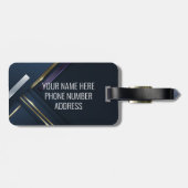 Metal 3-D look Calligraphy Gold Monogram Black Bagagelabel (Achterkant horizontaal)