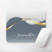 Metal 3-D look Calligraphy Gold Monogram Wave Muismat (Met muis)