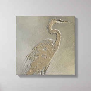 Metal Blue Heron Canvas Afdruk