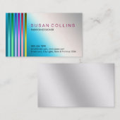 Metal Blue Steel Professional Striped aluminium Visitekaartje (Voorkant / Achterkant)