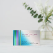 Metal Blue Steel Professional Striped aluminium Visitekaartje (Staand voorkant)