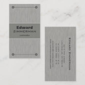 Métal brossé : Carte de visite texturé d'argent (Devant / Derrière)