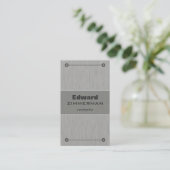 Métal brossé : Carte de visite texturé d'argent (Debout devant)