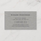 Métal brossé : Carte de visite texturé d'argent (Dos)
