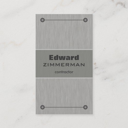 Métal brossé : Carte de visite texturé d'argent (Devant)