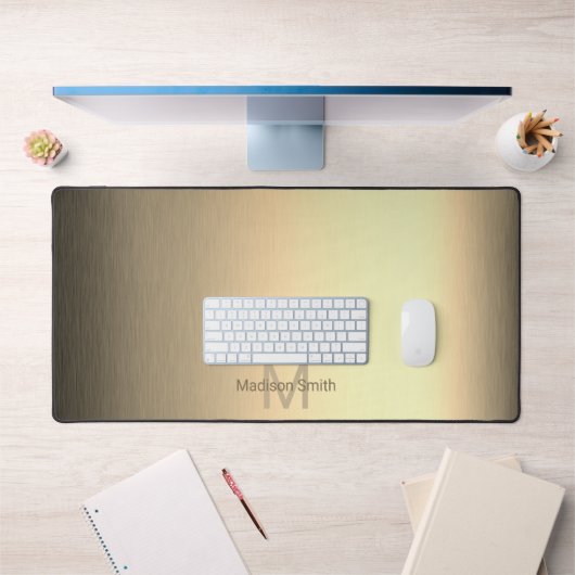 Métal brossé or élégant design moderne Monogram (Bureau 1)