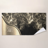 Métal brossé or et pierre métallique Monogrammé (Serviette de bain)