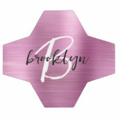 Métal brossé rose Noir Blanc Script Monogramme (Plat)