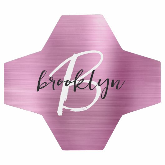 Métal brossé rose Noir Blanc Script Monogramme (Plat)