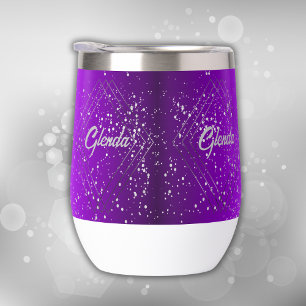 Métal brossé violet moderne avec Monogramme argent