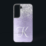 Métal brossé violet Parties scintillant d'argent N<br><div class="desc">Personnalisez facilement ce design branché de boîtier de téléphone chic avec une jolie parties scintillant brillante en argent sur un arrière - plan métallique brossé violet.</div>