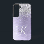 Métal brossé violet Parties scintillant d'argent N<br><div class="desc">Personnalisez facilement ce design branché de boîtier de téléphone chic avec une jolie parties scintillant brillante en argent sur un arrière - plan métallique brossé violet.</div>