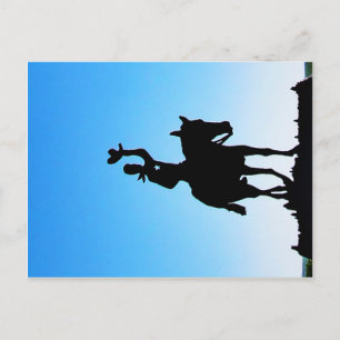 Metal Cowboy Art on Gate near Johnson City, TX Briefkaart