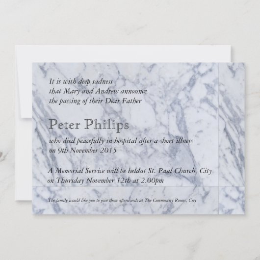 Métal Croix marbre 1 Faire-part funéraire (Dos)