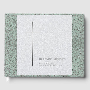 Metal Cross Stone 2 Funeral Memorial Livre d'or