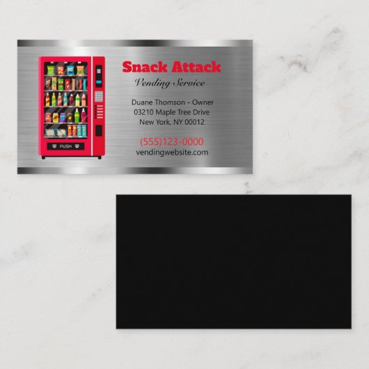 Metal Design Food Snack Vendor Vending Service Visitekaartje (Voorkant / Achterkant)