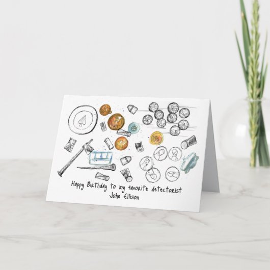 Metal Detecting Happy Birthday Relics Aangepaste n Kaart (Voorkant)