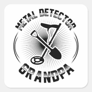Metal Detector Grandpa   Treasure Hunter Gondolas Vierkante Sticker