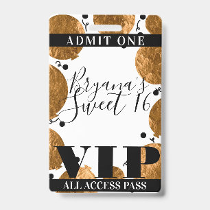 Metal Gouden Ballonnen Sweet 16 Feest VIP Pas Badge