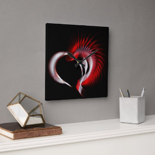 Metal Heart Vierkante Klok