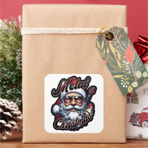Metal Kerstman Rocker Santa Hoofd Sticker