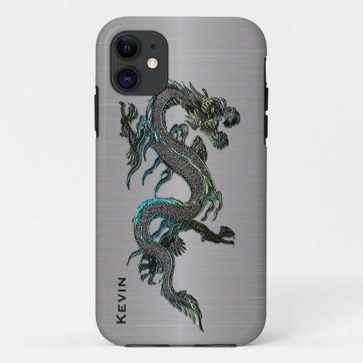 Metal Look Asiatique Dragon iPhone 5S coque (Dos)