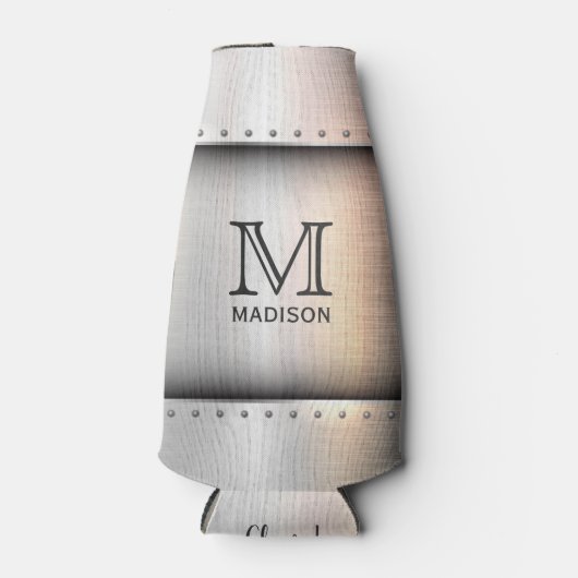 Metal Look custom monogram fleskoeler Flesjeskoeler (Voorkant)