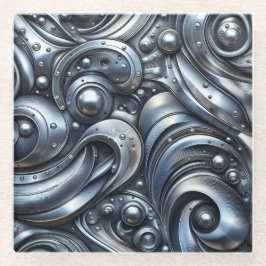 metal look, industrial style glazen onderzetter