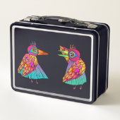 Metal Lunchbox colorful Bird Creature (Achterkant)