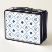 Metal lunchbox with a navy blue frame  (Achterkant)