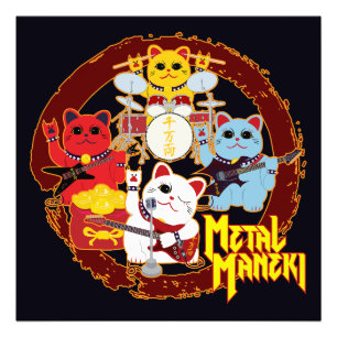 Metal Maneki Foto Afdruk