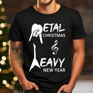 Metal Music Gitaar Kerst Typografie T-shirt