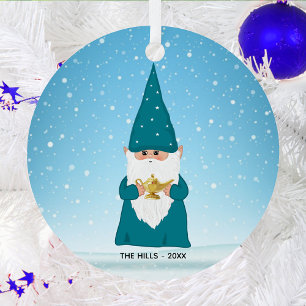 Métal Noël Gnome tenant une lampe magique Ornement en cé