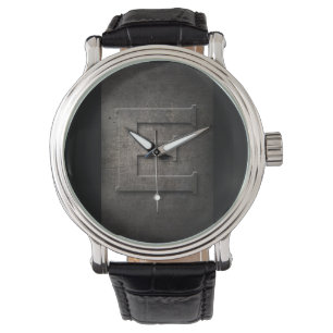Métal Noir Rustique E Monogramme Montre
