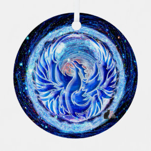Métal Ornement en céramique Phoenix Bleu