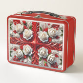 Metal Roestvrij Lunchbox met Engels Rozen Design (Voorkant)
