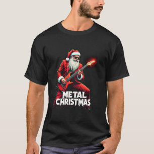 Metal Santa Claus Christmas Rock Roll Xmas Guitar T-shirt