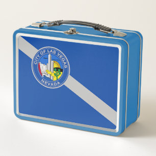 Metal Stainless Lunchbox met vlag van Las Vegas