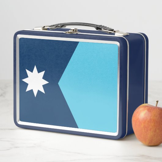 Metal Stainless Lunchbox with flag of Minnesota (En situation)