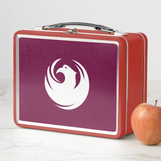 Metal Stainless Lunchbox with flag of Phoenix City (En situation)