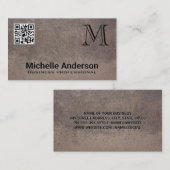 Métal texture | Carte de visite de code QR monogra (Devant / Derrière)