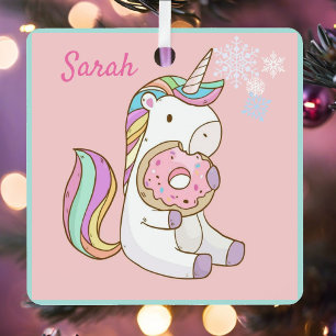 Métal Unicorne et beigne Ajouter un nom Ornement en méta