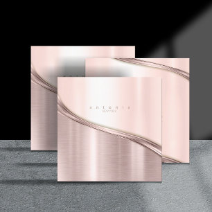 Metal Wave Two-Tone Roos Gold Sq ID806 Vierkante Visitekaartje