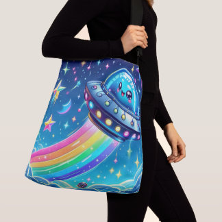Metalblauwe lucht crossbody tas
