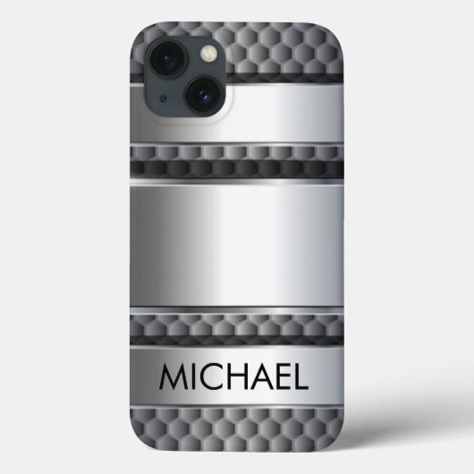 Metalen 3D-look Silver Monogram Case-Mate iPhone Case (Achterkant)