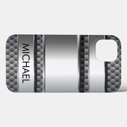 Metalen 3D-look Silver Monogram Case-Mate iPhone Case (Achterkant (horizontaal))